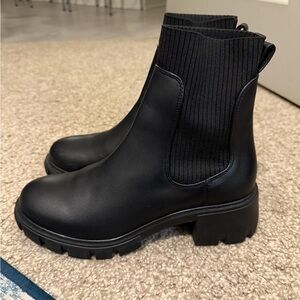 Steve Madden Black Chunky Ankle Boots
